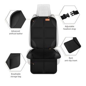 Black Car Seat Protector with Adjustable Strap